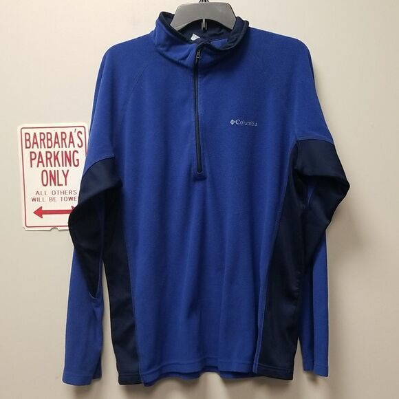 COLUMBIA Lightweight Men's Blue/Black Half zip Fleece Pullover SZ Large - Picture 1 of 4